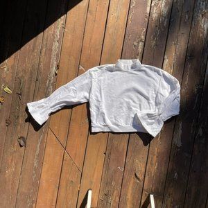 White Mockneck Cropped Sweatshirt